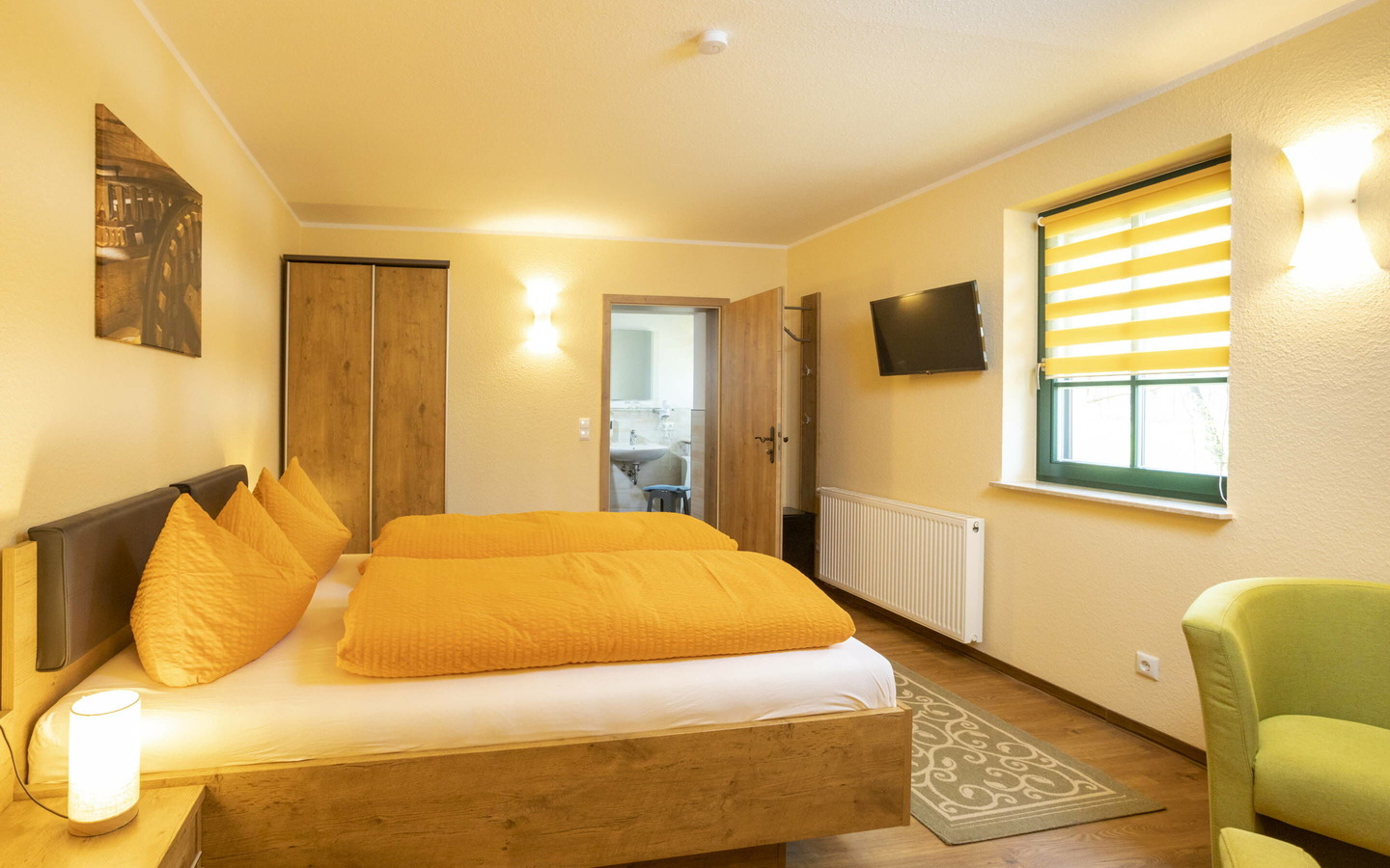 Pension Kr&auml;uterm&uuml;hlenhof Doppelzimmer, Foto: Rainer Wei&szlig;flog, Lizenz: Kr&auml;uterm&uuml;hlenhof Burg Spreewald