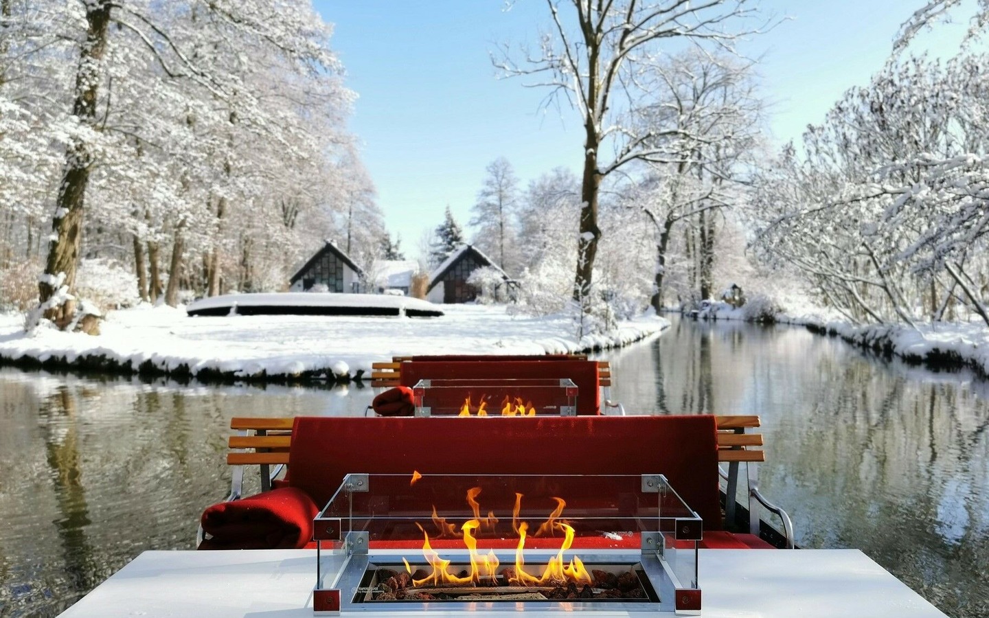 Kamin Kahnfahrt im Winter, Foto: Spreehafen Burg, Lizenz: Amt Burg (Spreewald)