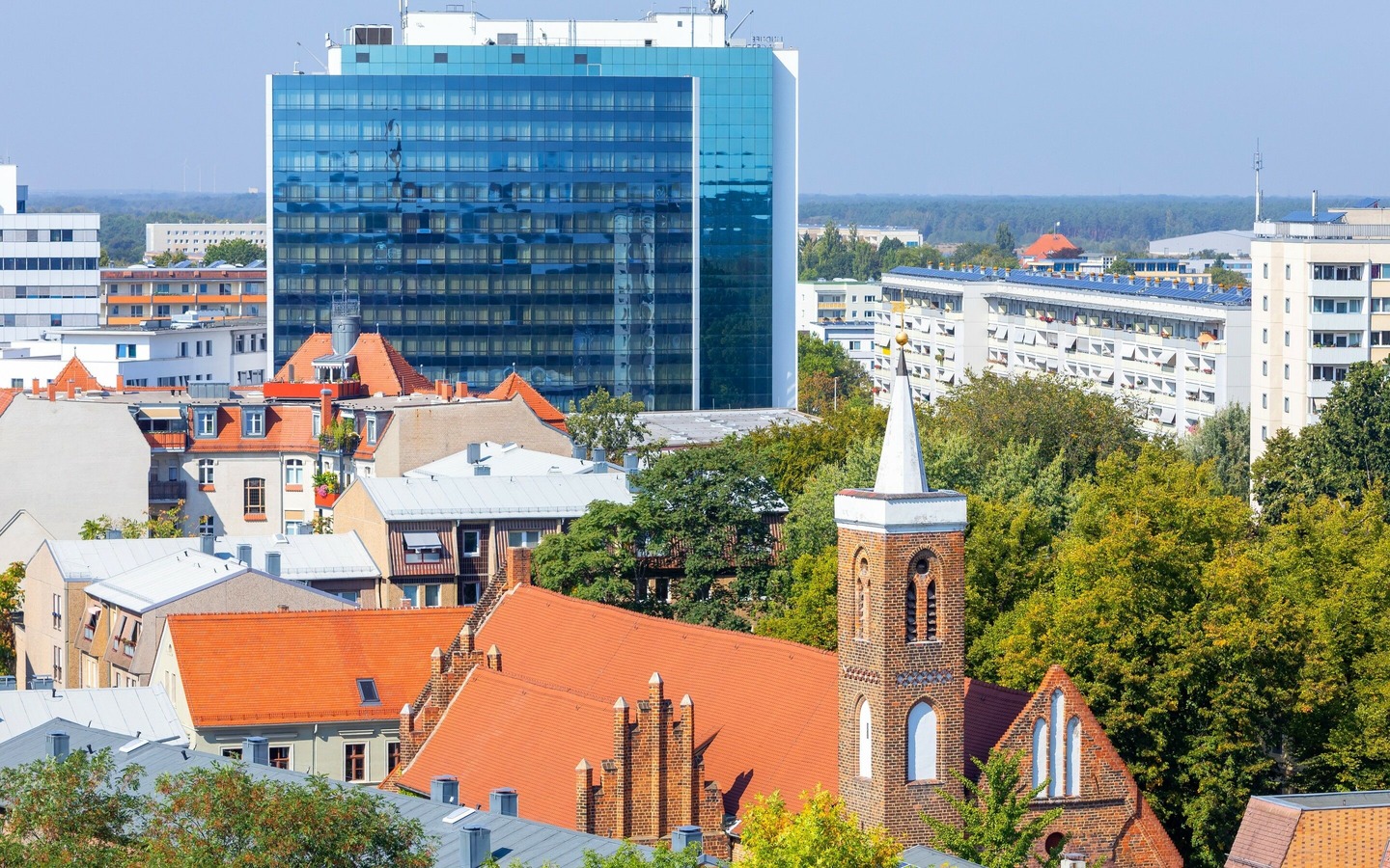Blick &uuml;ber Cottbus vom Turm der Oberkirche St. Nikolai, Foto: Andreas Franke, Lizenz: CMT Cottbus